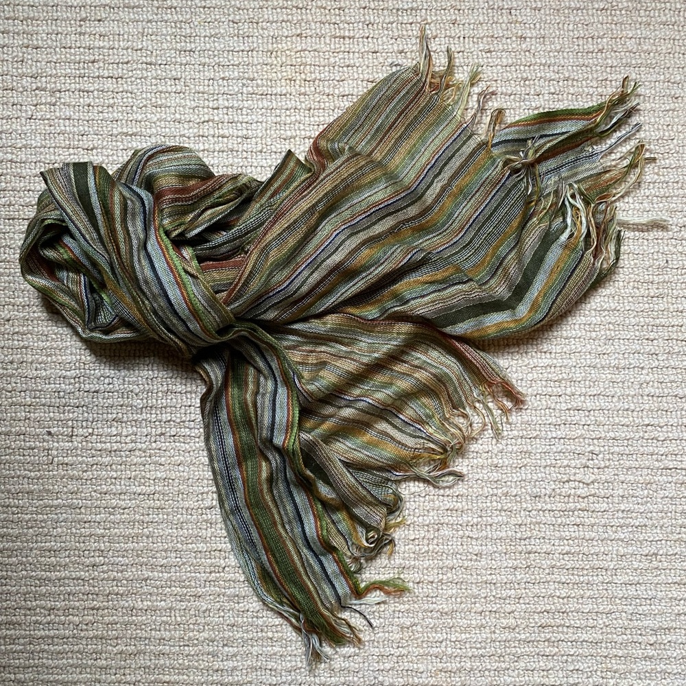 Green and Brown Woven Scarf